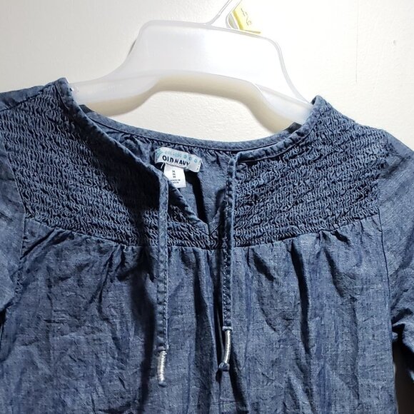 Old Navy Girls Blue Long Sleeve Design Pattern Chic Top – Size M, Good Condition - Picture 4 of 7